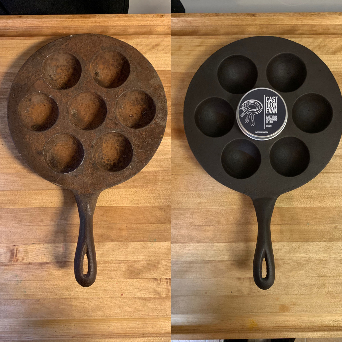 Aebleskiver pan being used. Griswold cast iron. Induction stovetop. : r/ castiron